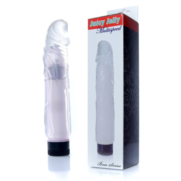 Вибратор Boss Series - Juicy Jelly Multispeed Clear, длина 22 см, диаметр 4 см