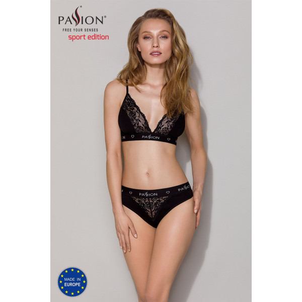 Трусики с широкой резинкой и кружевом Passion PS001 PANTIES black, размер M