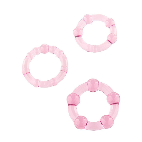 Набор из 3 шт эрекционных колец STAY HARD - Three Rings Pink,