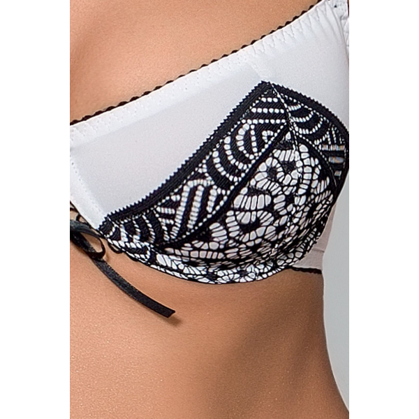 Комплект белья SUELO SET white S/M: лиф, стринги, пояс для чулок