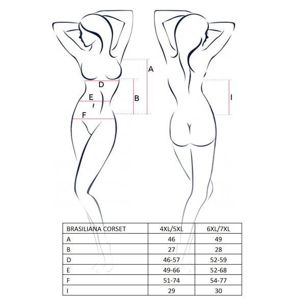 Корсет с пажами BRASILIANA CORSET black 6XL/7XL - стринги