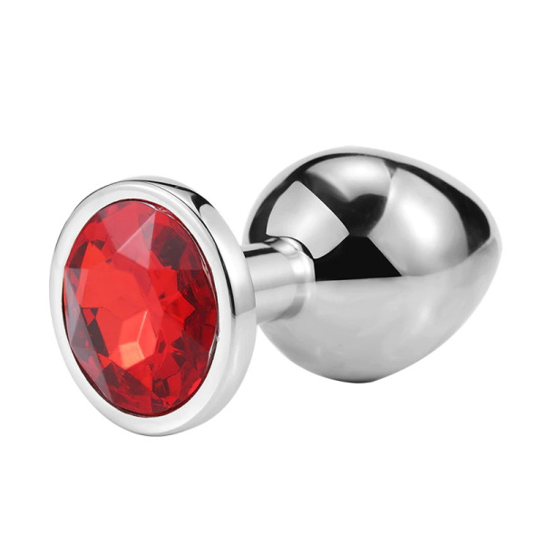 Металлическая анальная пробка, Silver Ruby, размер L