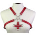 Портупея из искусственной кожи с фиксатором Womens PU Leather Chest Harness Caged Bra RED