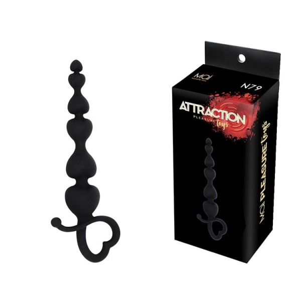 Анальные бусы MAI Attraction Toys №79 Black, длина 18 см, диаметр 3,1 см