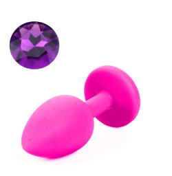 Силиконовая анальная пробка с кристаллом Silicon Pink 03, размер S