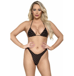Бодистокинг в крупную сетку Leg Avenue Long Sleeved Bodystocking One size Nude, длинный рукав