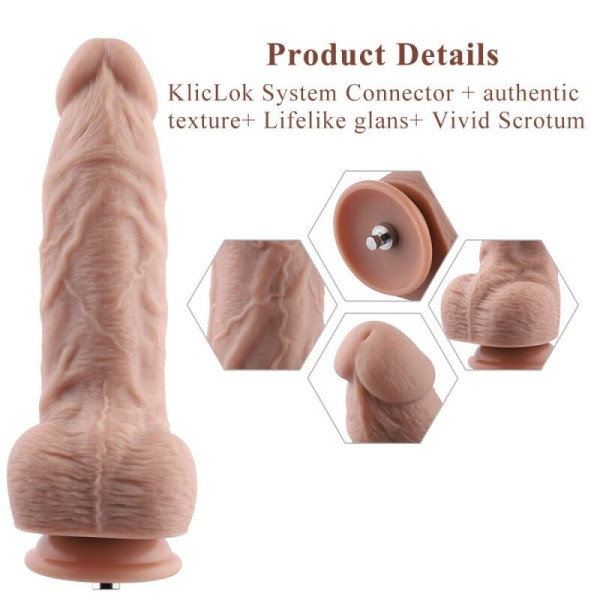 Гибкий фаллоимитатор для секс-машин Hismith 9.25? Silicone Dildo, система KlicLok