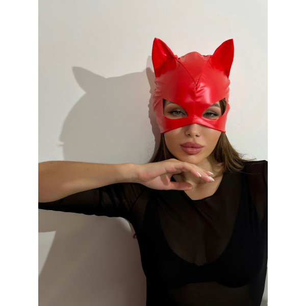 Лакированная маска Кошка D&A, красная