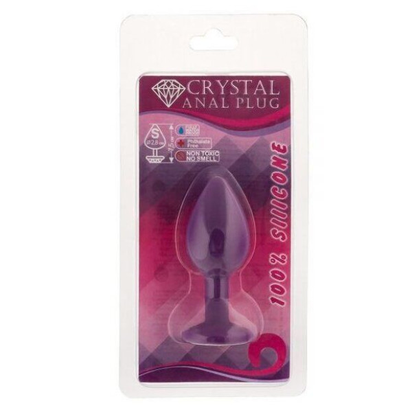 Силиконовая анальная пробка с кристаллом Purple Silicone Topaz, размер S