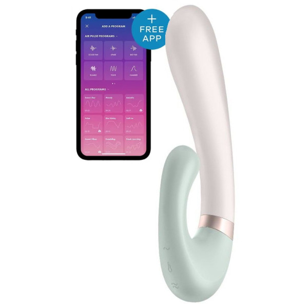 Смарт вибратор кролик с подогревом Satisfyer Heat Wave Mint с управлением через смартфон, 12 режимов, 20 см
