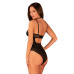 Прозрачное боди Obsessive Selinne teddy M/L Black, мелкая сетка, двойные бретели