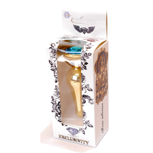 Анальная пробка Boss Series - Jewellery Gold BUTT PLUG Light Blue