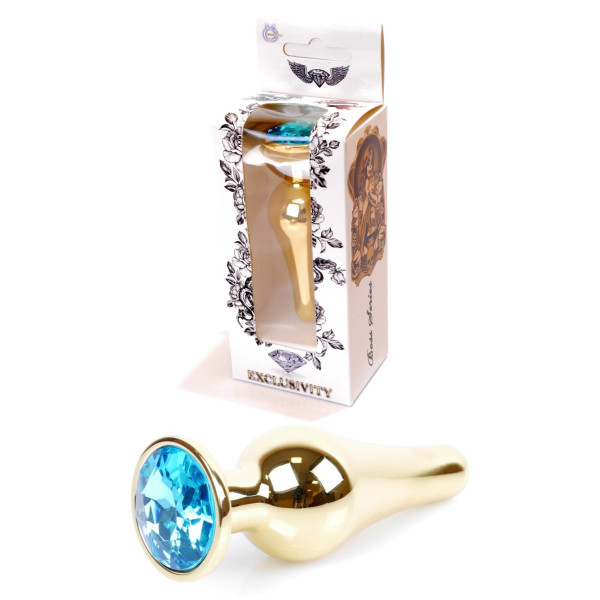 Анальная пробка Boss Series - Jewellery Gold BUTT PLUG Light Blue