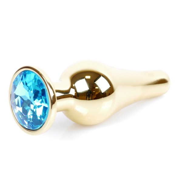 Анальная пробка Boss Series - Jewellery Gold BUTT PLUG Light Blue