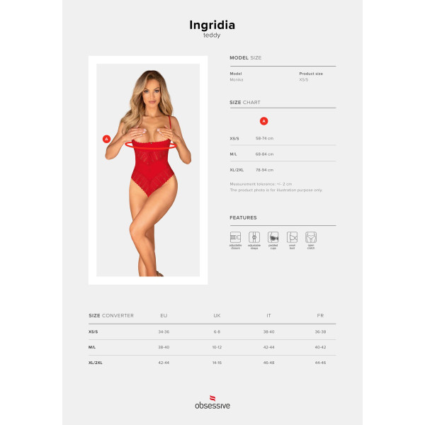 Боди Obsessive Ingridia crotchless teddy M/L