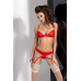 Комплект белья LORAINE SET red S/M: лиф, стринги, пояс для чулок