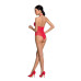 Бодистокинг с декольте Passion BS088 red, имитация корсетной шнуровки