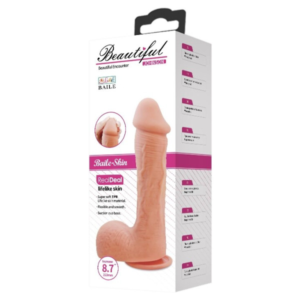 Фаллоимитатор на присоске Baile Beautiful JOHNSON 8,7'' Flesh